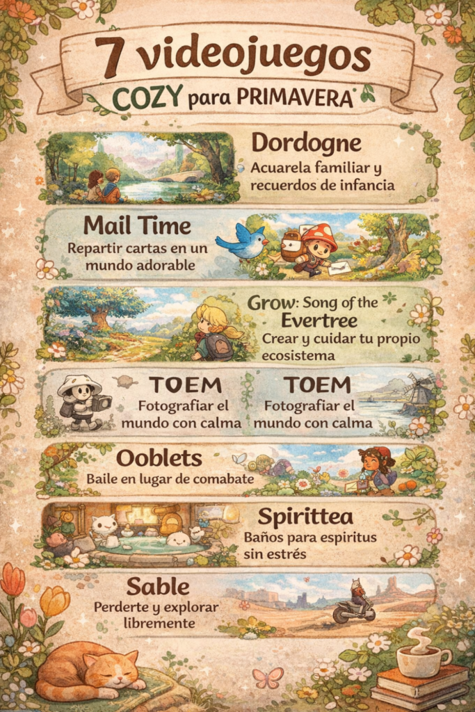 videojuegos cozy para primavera