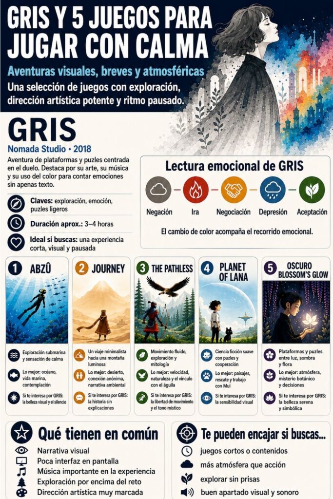 infografía resumen GRIS y juegos similares